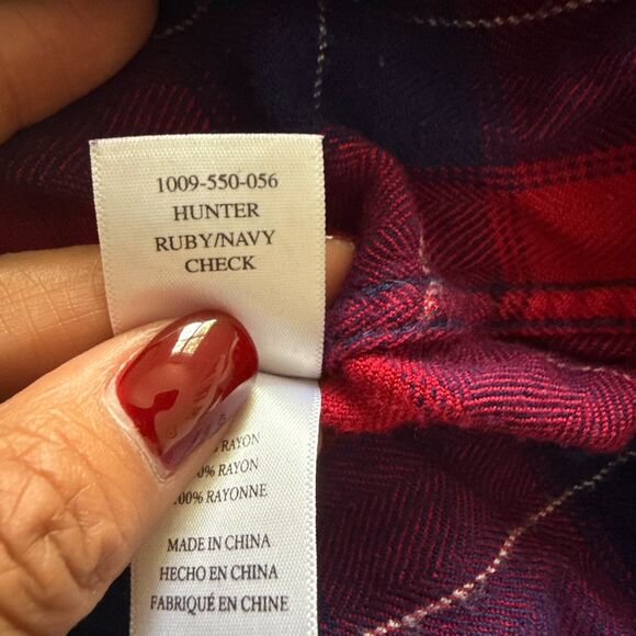 Rails Hunter Plaid Shirt Ruby Navy Check Flannel Long Sleeve Soft Buttondown M - Picture 7 of 10